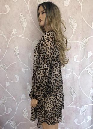 Суня шифонова в леопардовий принт owersized h&m р.l5 фото