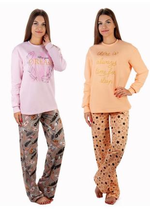Теплая пижама с начесом для женщин, женская утепленная на байке пижама оверсайз, комплект домашний женский