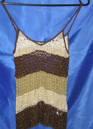 Распродажа= модная ажурная маечка с бисером = в наличии