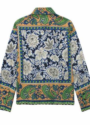 Шикарная сатиновая блуза рубашка zara /цветочный принт5 фото