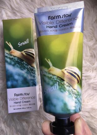 🐌 корейский крем для рук farm stay farmstay visible difference hand cream snail 100 ml мл с муцином улитки успокаивающий питательный