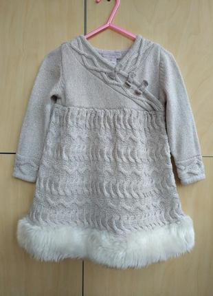 Платье с меховой отделкой для девочки 1,5-2 года