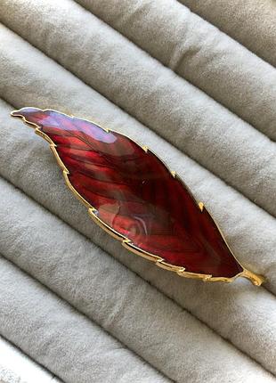 Брошь япония винтаж ретро листьев осень эмаль