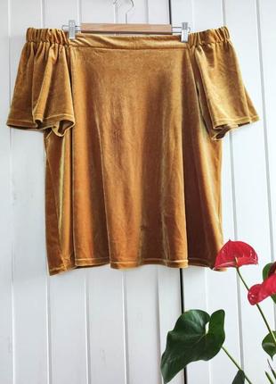 Велюровая блуза с открытыми плечами, размер 4xl