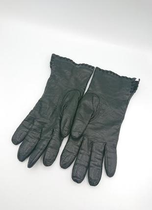 Жіночі подовжені шкіряні рукавички italy з підкладкою з кашеміру4 фото