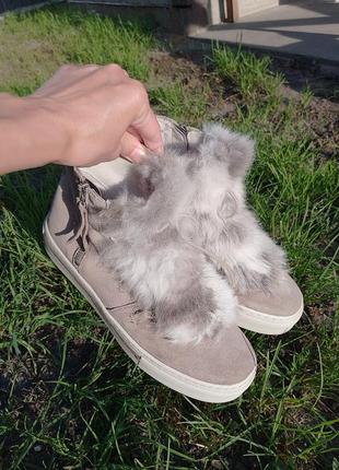 Ботинки хайтопы с мехом замш