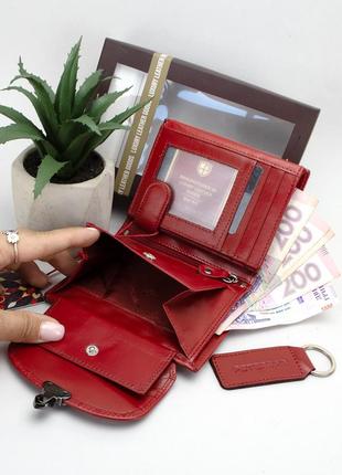 Подарочный набор женский peterson d-19-kcs красный (кошелек и брелок)8 фото