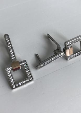 Эффектные серебряные серьги с позолотой svitozar✨3 фото