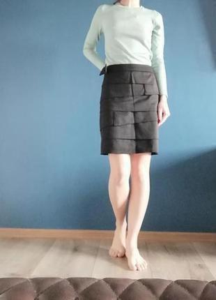 Черная классическая прямая юбка. офисная юбка карандаш короткая прямая м-л (50) туречевая.1 фото