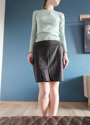 Короткая офисная юбка-карандаш. серая классическая прямая юбка/юбка 46(м-л)6 фото