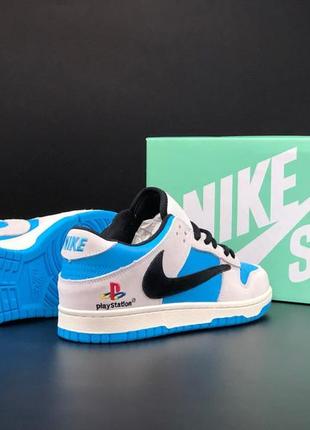 Чоловічі замшеві кросівки nike sb dunk low x travis scott playstation blue / демісезонні спортивні кросівки6 фото