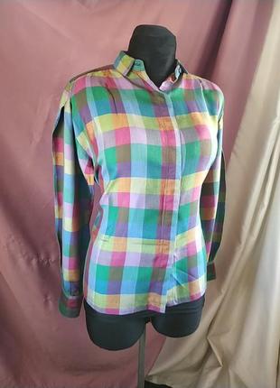 Винтажная рубашка в разноцветную клетку