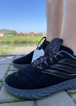 Кроссовки adidas sobacov ee8784, кроссы, мужские, черные, замша, ластовицы, 44