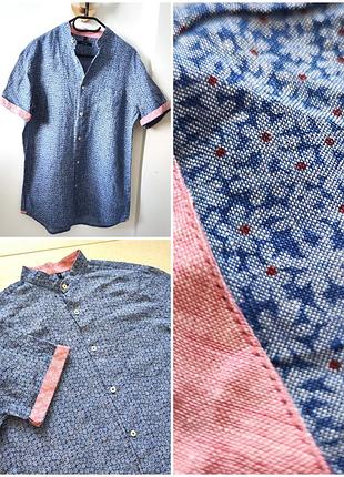 Льняная рубашка с коротким рукавом