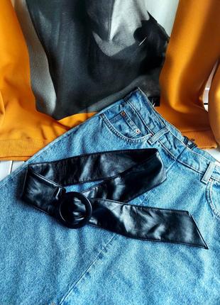 Пояс ремінь чорний шкіряний екошкіра під плаття сорочку