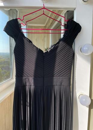 Шикарное вечернее плиссированное черное платье макси на плече 1+1=38 фото