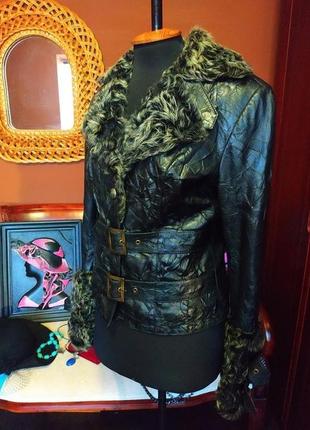 Меховая куртка натуральная кожа италия3 фото