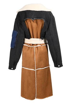 Шуба миди под пояс