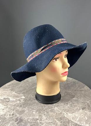 Капелюх фетровий sondre, темно синій, якісний, розмір 57 см, відмінний стан