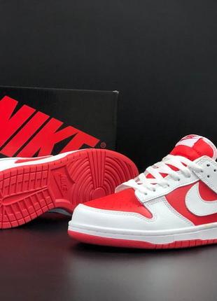 Nike dunk low championship red шкіряні кросівки / демісезонні кросівки нашкірі для міста / чоловічі кросівки на осінь4 фото