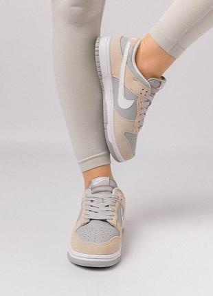 Кросівки sb dunk low prm grey beige suede5 фото