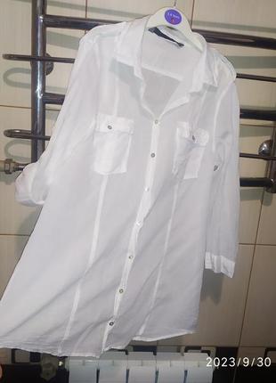 Натуральна  білосніжна сорочка,рубашка від zara basic бавовна  хлопок1 фото