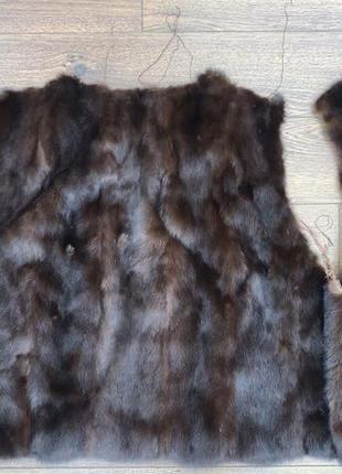 Коричневий норковий жилет з натуральної кавової норки.натуральна коричнева кавова шоколаднорка