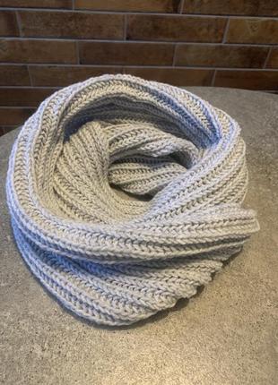 Объемный вязаный шарф хомут (снуд)