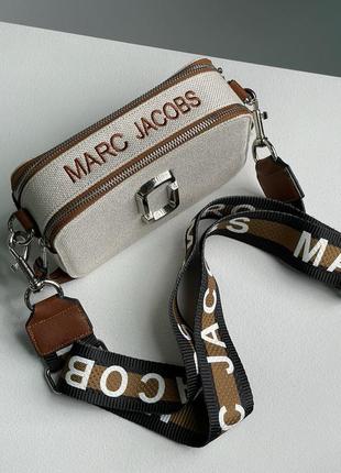 Сумка marc jacobs the snapshot textile cream/brown1 фото