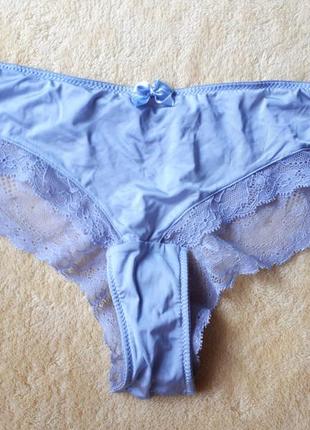 Новые нежно голубые небесные кружевные полуоткрытые трусики с цветами бразилиана хипстеры кружево микрофибра цветы marks spencer с/8/36/44
