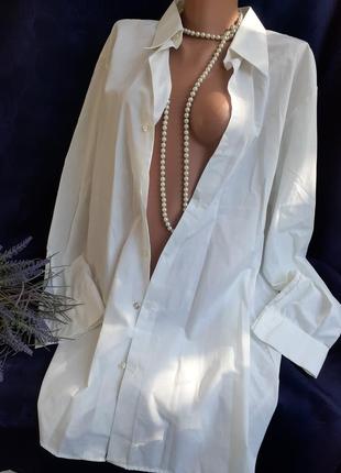 Винтаж! 🕊 блуза удлиненная классическая рубашка с длинным рукавом манжетом на запонках белая сорочка унисекс блузка