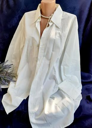 Винтаж! 🕊 блуза удлиненная классическая рубашка с длинным рукавом манжетом на запонках белая сорочка унисекс блузка4 фото