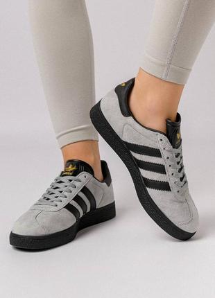 Кроссовки женские originals gazelle gray black8 фото