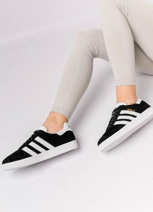 Кроссовки женские originals gazelle black white9 фото