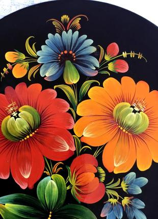 Винтажная настенная декоративная тарелка ручная роспись петриковская