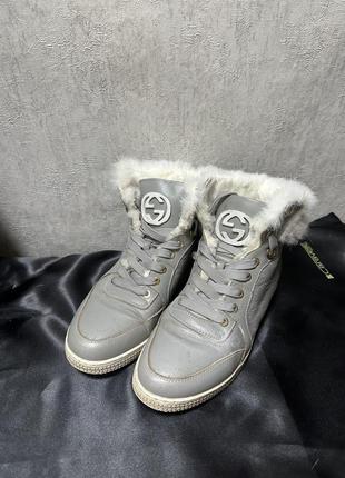 Gucci 🔥🔥кеды кожаные натуральный мех