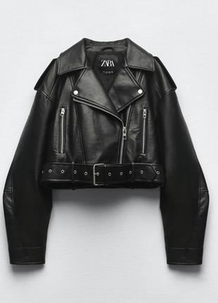 Косуха zara кожаная куртка оверсайз