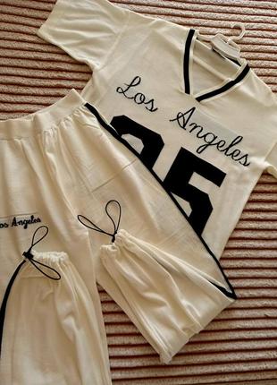 Спортивный костюм джоггеры футболка вязка