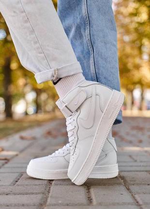 Кроссовки nike air force mid winter white найк аир форс с мехом высокие3 фото