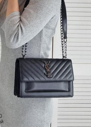 Женская качественная сумка, стильный клатч из эко кожи на 2 отдела чорний