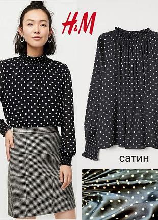 H&m сатинова блуза в гороховий принт