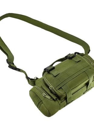 Сумка - підсумк тактична поясна tactical військова, сумка нагрудна з ременем на плече 5 літрів кордура хакі7 фото