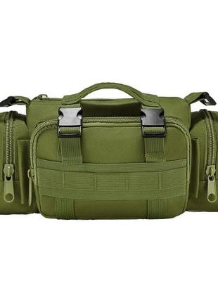 Сумка - итог тактическая поясная tactical военная, сумка нагрудная с ремнем на плечо 5 литров кордура хаки9 фото