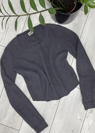 Вязаный свитер графитовый3 фото