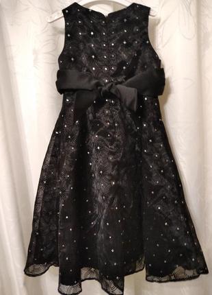 Шикарное черное платье, платье с бантом на 6 лет2 фото