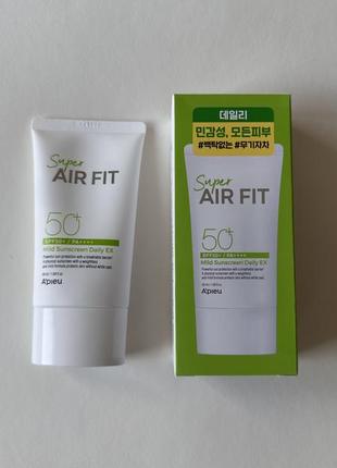 Сонцезахисний крем для обличчя a'pieu super air fit mild sunscreen daily spf50 + pa++++, 50 мл