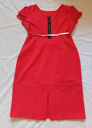 Платье трикотажное красное2 фото