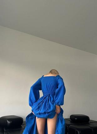 Муслінова сукня міді зі шнурівкою на спинці8 фото