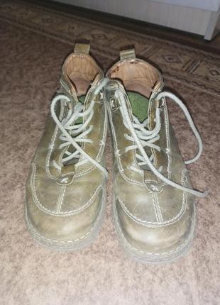 Ботинки на шнурках кожа зеленые, ботильоны