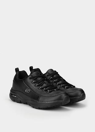 Демисезонные кожаные кроссовки skechers work: arch fit sr - trickell ii 108053w blk